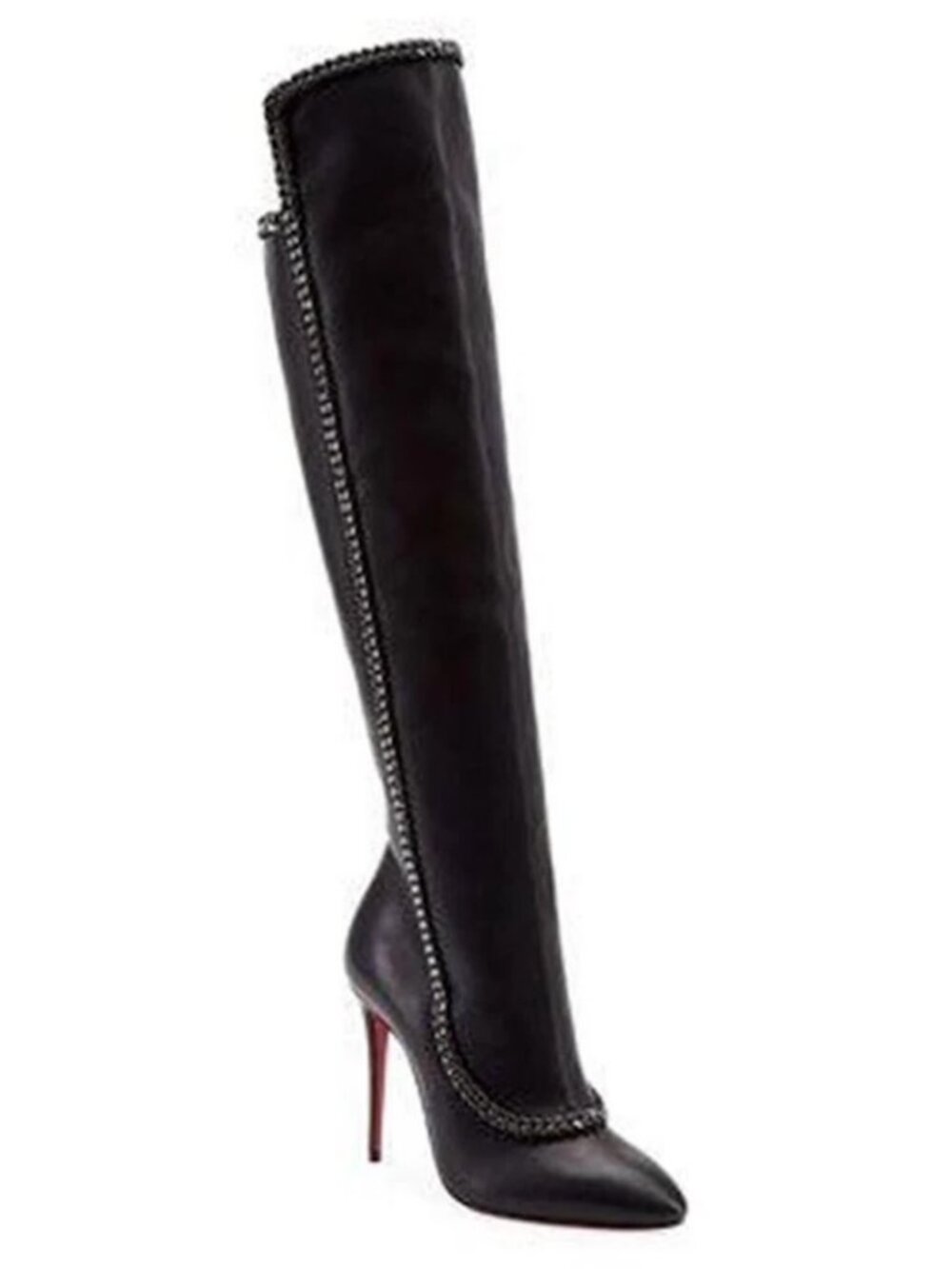 Christian Louboutin CLEMENCE BOTTA 100 Chain Over The Knee High Boots Heels